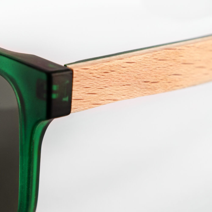 Ochelari de soare polarizati cu protectie UV400 VarioShop®, din lemn, rama eleganta si brate din lemn, cutie de protectie, Verde [3]