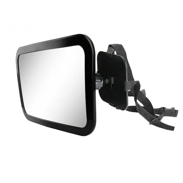 Oglinda auto supraveghere bebe VarioShop®, fixare tetiera, suport anti-alunecare, rotativa 360 grade, 30x18, 7cm, negru [18]