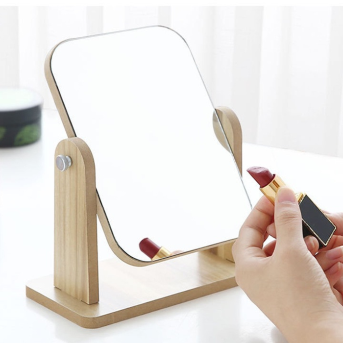 Oglinda cosmetica dreptunghiulara VarioShop®, cu suport din lemn, reglabila, pentru machiaj si ingrijire, design modern, 25x22 cm [10]