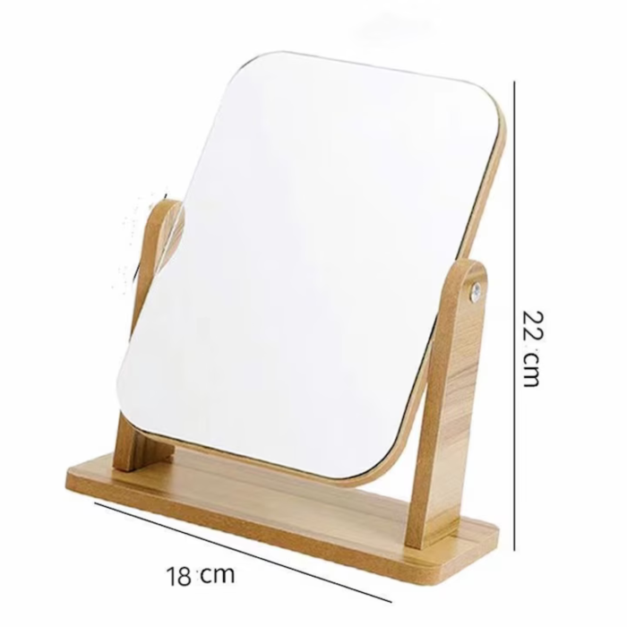 Oglinda cosmetica dreptunghiulara VarioShop®, cu suport din lemn, reglabila, pentru machiaj si ingrijire, design modern, 25x22 cm [2]