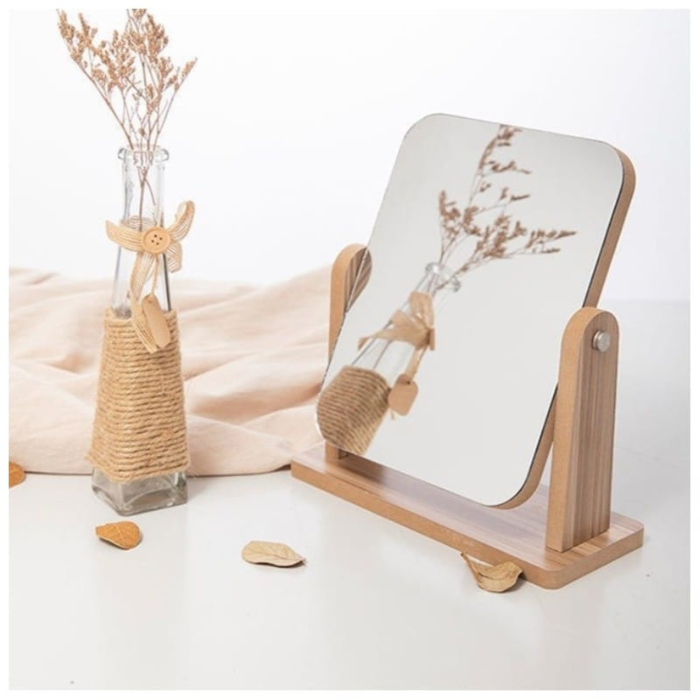 Oglinda cosmetica dreptunghiulara VarioShop®, cu suport din lemn, reglabila, pentru machiaj si ingrijire, design modern, 25x22 cm [4]