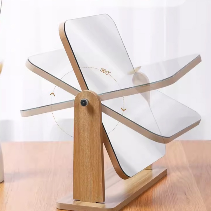 Oglinda cosmetica dreptunghiulara VarioShop®, cu suport din lemn, reglabila, pentru machiaj si ingrijire, design modern, 25x22 cm [7]