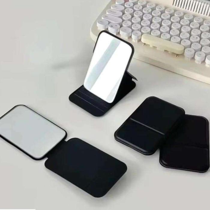 Oglinda cosmetica pliabila VarioShop®, compacta, de buzunar, ideala pentru geanta si calatorii, 7 x 10.8 cm, negru [2]