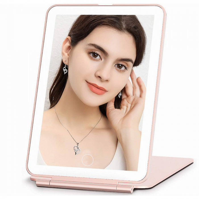 Oglinda cosmetica portabila VarioShop® cu iluminare LED, Putere 12 W, Timp de incarcare 2h, Timp de iluminare 2.5-3 h, Reincarcare prin USB, 3 tipuri de lumina, Dimensiuni 13.5 x 20 x 1.5 cm, Calitate [16]