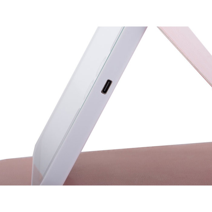 Oglinda iluminata LED pentru machiaj VarioShop®, lumina reglabila calda, rece, neutra, buton tactil, baterie reincarcabila 1100 mAh, 17 x 11.5 cm, Alb/Roz [6]