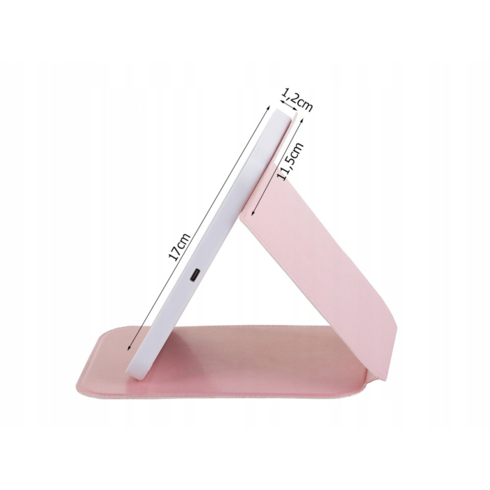 Oglinda iluminata LED pentru machiaj VarioShop®, lumina reglabila calda, rece, neutra, buton tactil, baterie reincarcabila 1100 mAh, 17 x 11.5 cm, Alb/Roz [11]