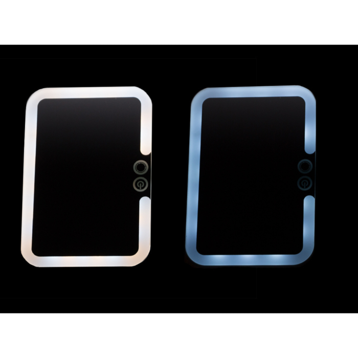 Oglinda iluminata LED pentru machiaj VarioShop®, lumina reglabila calda, rece, neutra, buton tactil, baterie reincarcabila 1100 mAh, 17 x 11.5 cm, Alb/Roz [3]