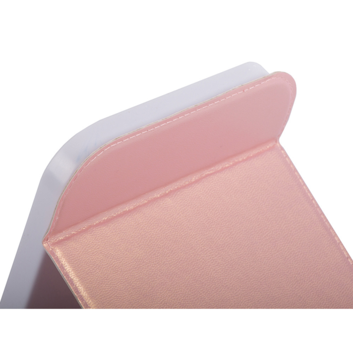 Oglinda iluminata LED pentru machiaj VarioShop®, lumina reglabila calda, rece, neutra, buton tactil, baterie reincarcabila 1100 mAh, 17 x 11.5 cm, Alb/Roz [9]