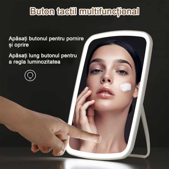 Oglinda pentru machiaj VarioShop®, cu iluminare LED incorporata, lumina rece si calda, design slim, portabila, 24x17 cm, Alb [5]
