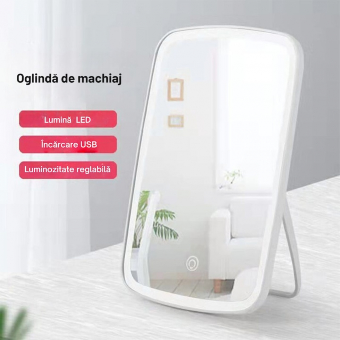 Oglinda pentru machiaj VarioShop®, cu iluminare LED incorporata, lumina rece si calda, design slim, portabila, 24x17 cm, Alb [3]