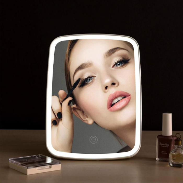 Oglinda pentru machiaj VarioShop®, cu iluminare LED incorporata, lumina rece si calda, design slim, portabila, 24x17 cm, Alb [4]