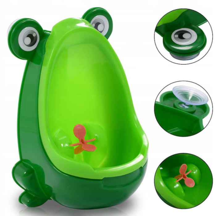 Olita pisoar copii in forma de broasca VarioShop®, cu ventuze, plastic, usor de curatat, vas detasabil pentru golire si spalare rapida, igienic, Verde [7]