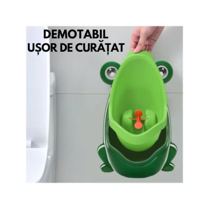 Olita pisoar copii in forma de broasca VarioShop®, cu ventuze, plastic, usor de curatat, vas detasabil pentru golire si spalare rapida, igienic, Verde [4]