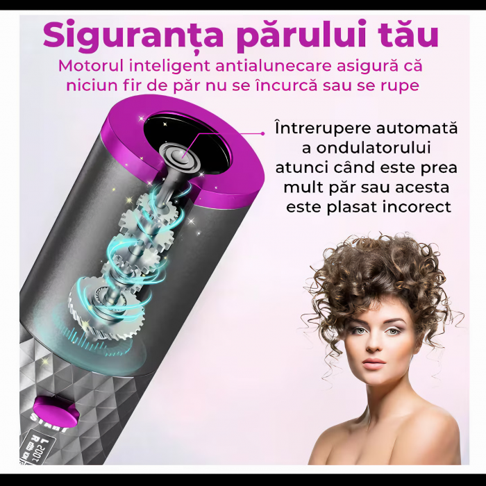 Ondulator automat portabil VarioShop®, invelis ceramic, fara fir, protectie avansata, temperatura reglabila 150-200 grade, potrivit pentru orice tip de par, baterie durabila, ideal pentru calatorii, i [12]