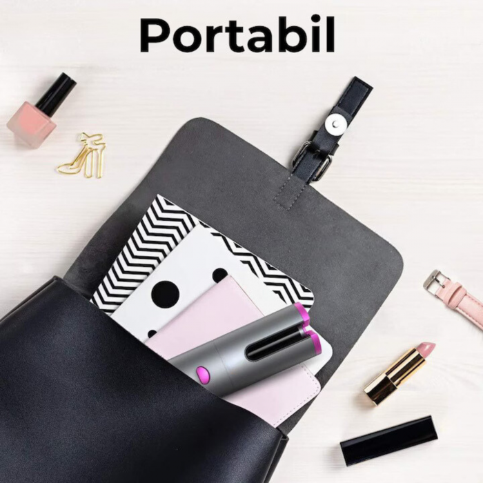 Ondulator automat portabil VarioShop®, invelis ceramic, fara fir, protectie avansata, temperatura reglabila 150-200 grade, potrivit pentru orice tip de par, baterie durabila, ideal pentru calatorii, i [10]