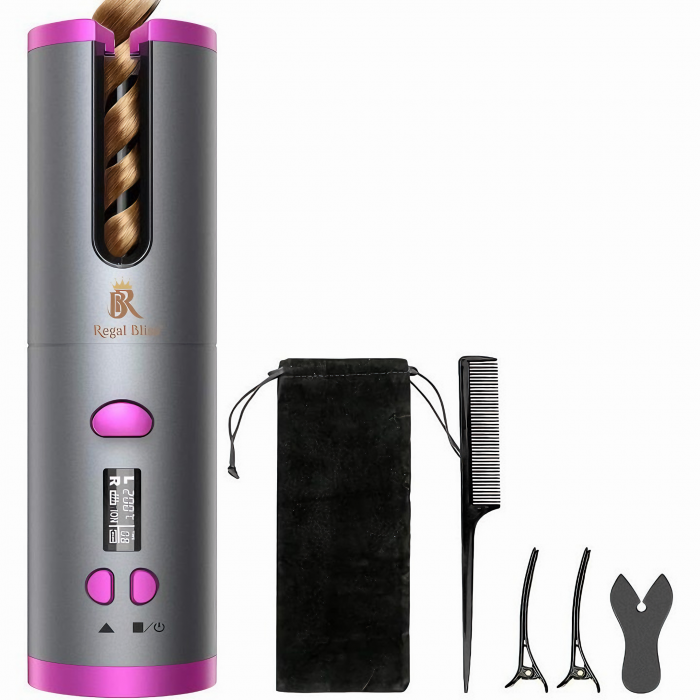 Ondulator automat portabil VarioShop®, invelis ceramic, fara fir, protectie avansata, temperatura reglabila 150-200 grade, potrivit pentru orice tip de par, baterie durabila, ideal pentru calatorii, i [11]