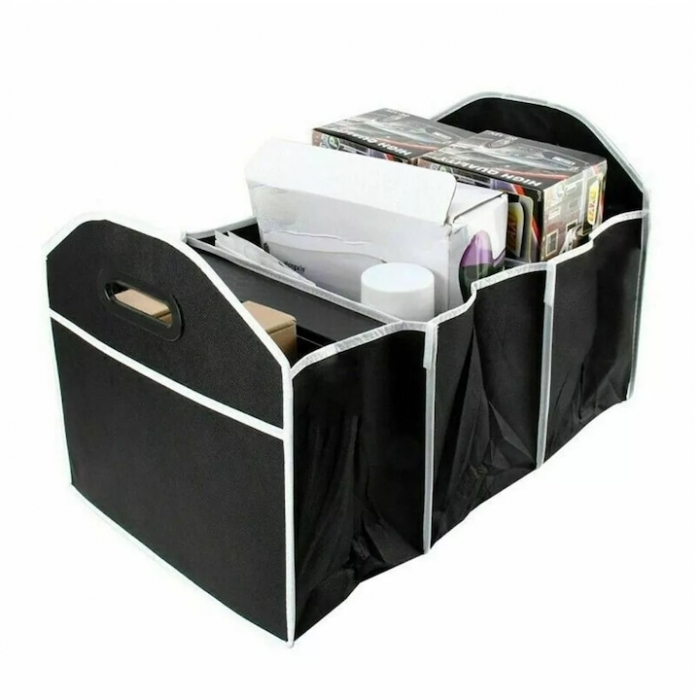 Organizator auto pliabil pentru portbagaj VarioShop®, 3 compartimente, 4 buzunare, 58 x 32 x 32 cm, Negru [15]