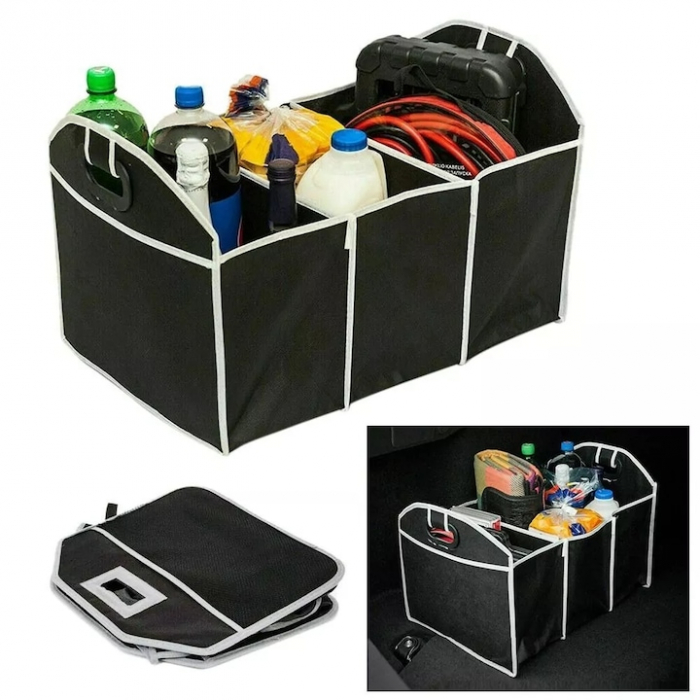 Organizator auto pliabil pentru portbagaj VarioShop®, 3 compartimente, 4 buzunare, 58 x 32 x 32 cm, Negru [11]