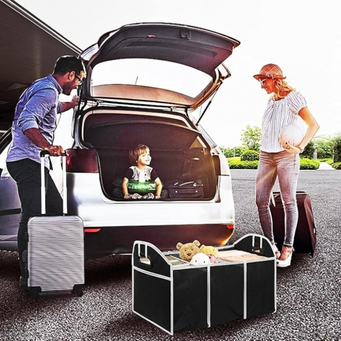 Organizator auto pliabil pentru portbagaj VarioShop®, 3 compartimente, 4 buzunare, 58 x 32 x 32 cm, Negru [17]