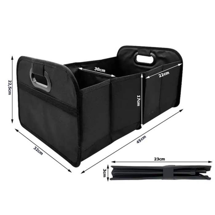 Organizator auto VarioShop, pliabil, impermeabil, 2 compartimente, negru, 45x32x22.5cm [7]
