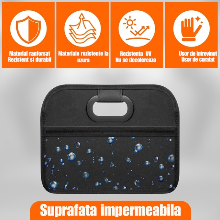 Organizator auto VarioShop, pliabil, impermeabil, 2 compartimente, negru, 45x32x22.5cm [6]