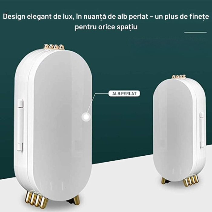 Organizator bijuterii VarioShop, cutie acordeon cu oglindă, alb, 23x11cm [8]