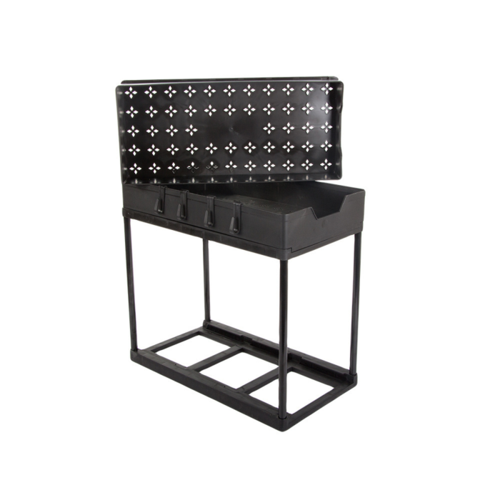 Organizator bucatarie multifunctional VarioShop®, cu doua rafturi extensibile si carlige, raft blat pentru condimente, accesorii de baie sau birou, design compact, 36 x 40 x 22 cm, Negru [12]