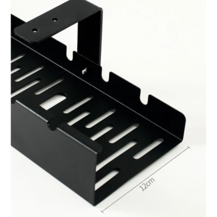 Organizator de cabluri suspendat VarioShop®, raft metalic pentru gestionarea cablurilor sub birou, cu montaj pe blat si design cu ventilatie, 50 cm, Negru [5]