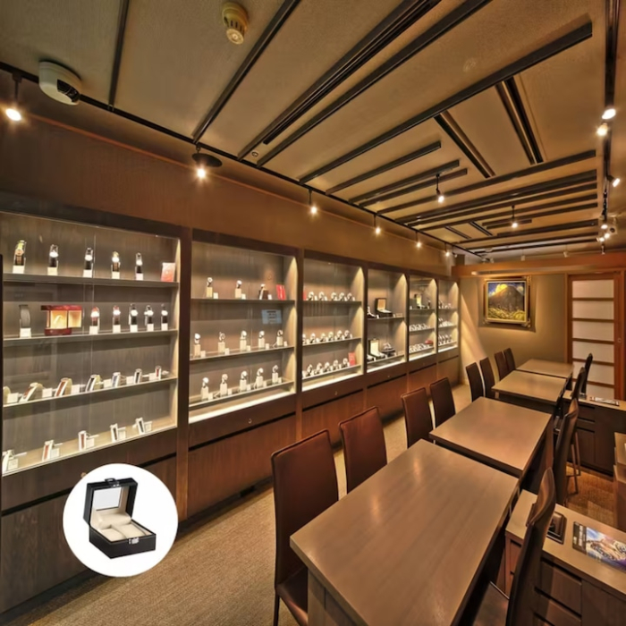 Organizator de ceasuri VarioShop®, cutie eleganta cu 3 compartimente, piele ecologica neagra, interior moale anti-zgarieturi [3]