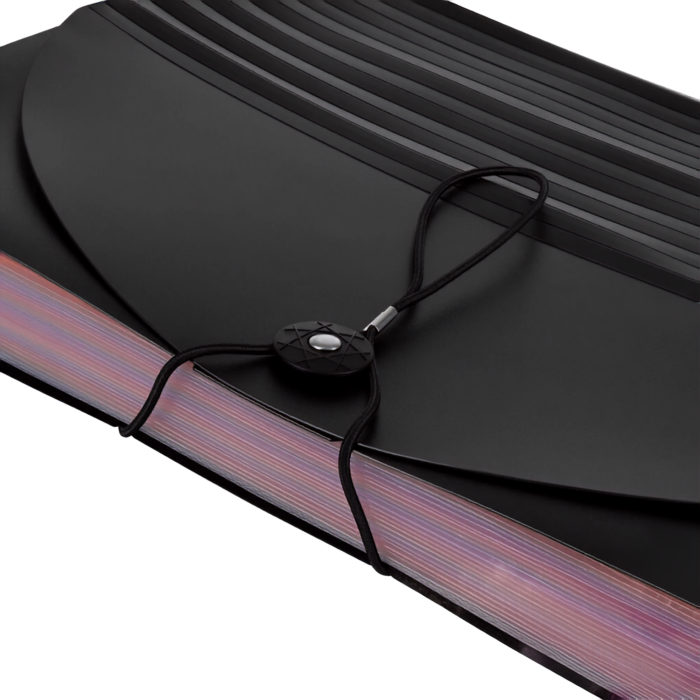 Organizator documente A4 VarioShop®, tip acordeon, 24 compartimente, etichete pentru organizare, inchidere cu elastic, material PP impermeabil, 24,5 x 33 x 4-14 cm, negru [13]