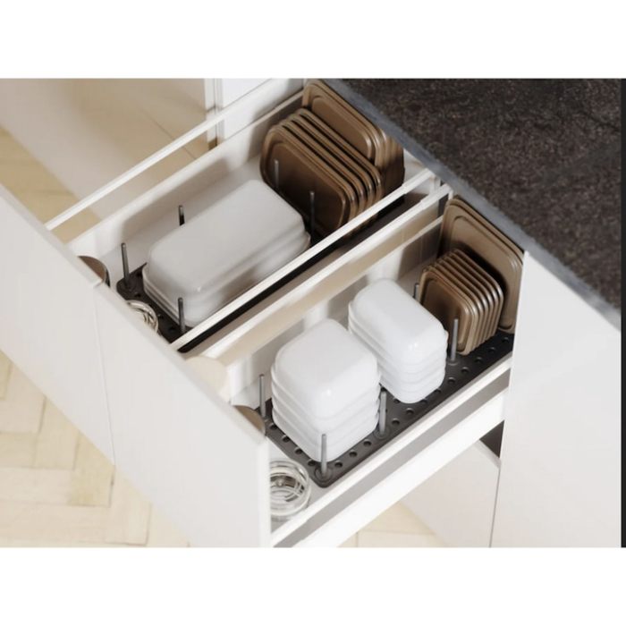 Organizator extensibil si ajustabil VarioShop®, cu 12 pini, ideal pentru aranjarea paharelor, canilor, farfuriilor, capacelor sau oalelor, 44.5–53.5 x 15 cm, Gri [4]
