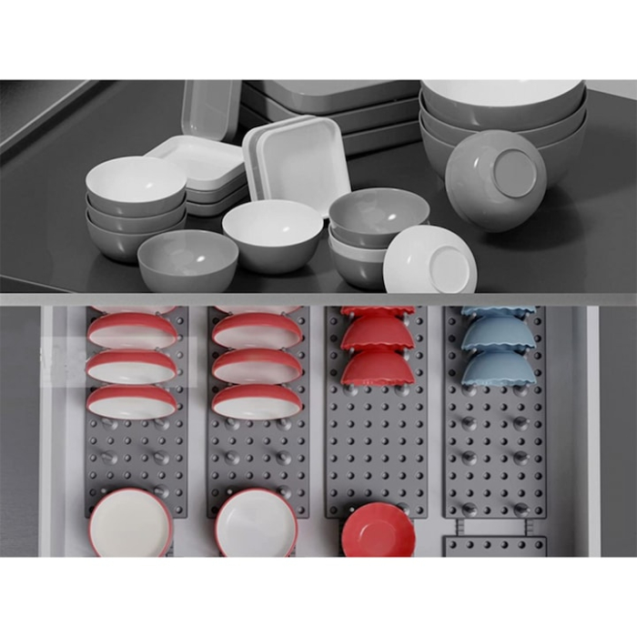 Organizator extensibil si ajustabil VarioShop®, cu 12 pini, ideal pentru aranjarea paharelor, canilor, farfuriilor, capacelor sau oalelor, 44.5–53.5 x 15 cm, Gri [2]