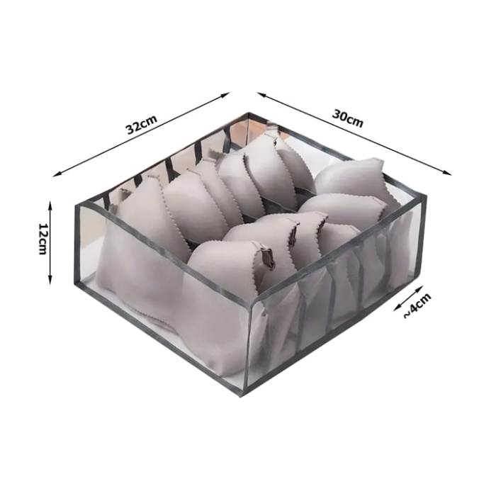 Organizator lenjerie si sosete cu 6 compartimente VarioShop®, plasa, pliabil, pentru sertare si dulapuri, Transparent [6]