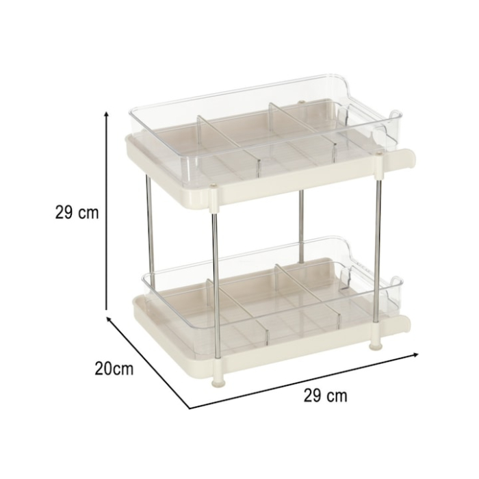 Organizator multifunctional cu 2 niveluri VarioShop®, cu sertare extensibile si separatoare, ideal pentru bucatarie, baie sau birou, 28 x 16 x 6, Alb [7]