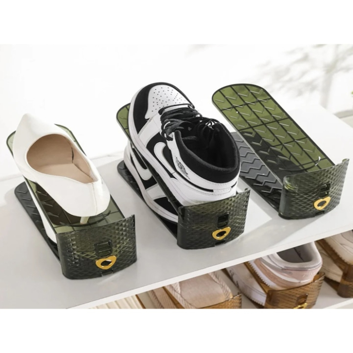 Organizator pantofi VarioShop®, suport reglabil in 3 trepte, design transparent, elegant, compact, economiseste spatiu, 27 x 12 x 10 cm, Verde [5]