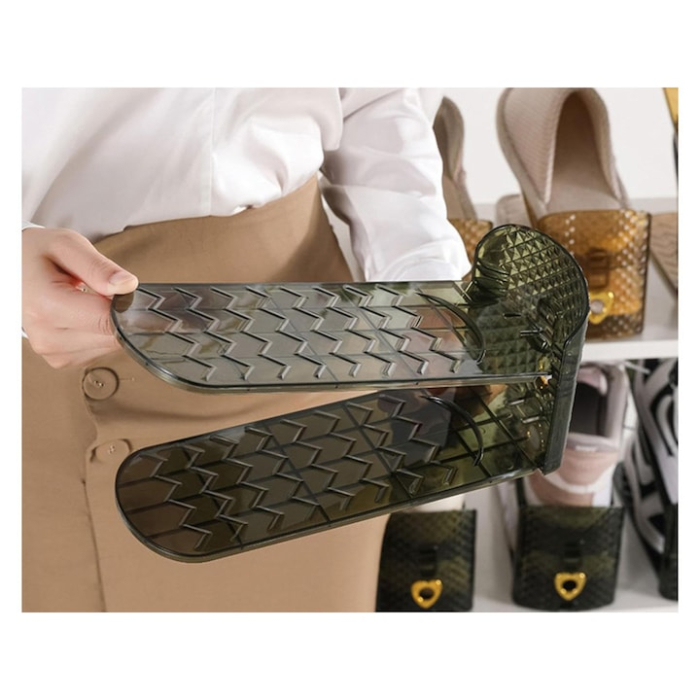 Organizator pantofi VarioShop®, suport reglabil in 3 trepte, design transparent, elegant, compact, economiseste spatiu, 27 x 12 x 10 cm, Verde [6]