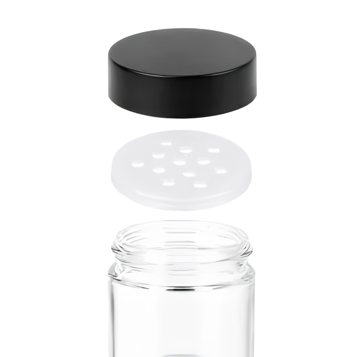 Organizator pentru condimente VarioShop®, cu 20 de borcane din sticla de 90 ml, suport rotativ 360°, 72 de etichete incluse, design compact, 19,5 x 19,5 x 34 cm, negru mat [8]