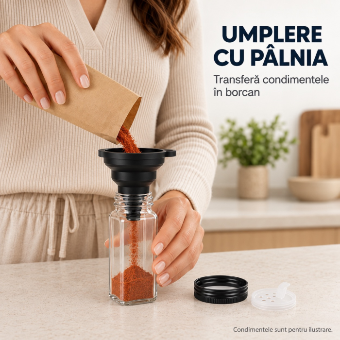 Organizator pentru condimente VarioShop®, cu 28 borcane din sticla, suport orizontal pentru perete, 4 niveluri, autocolante incluse, design compact, 35.5 x 27 x 23 cm [9]