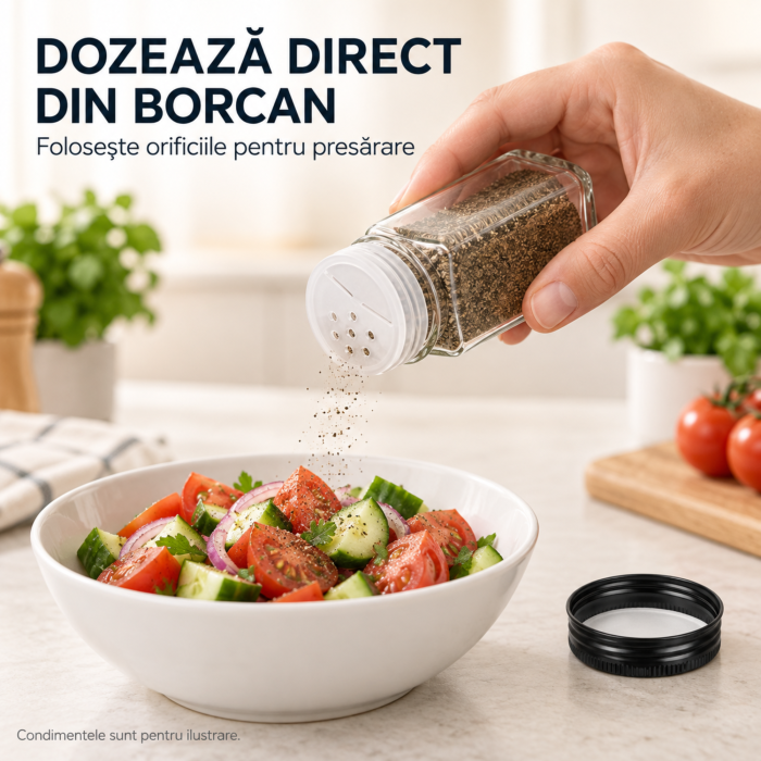Organizator pentru condimente VarioShop®, cu 28 borcane din sticla, suport orizontal pentru perete, 4 niveluri, autocolante incluse, design compact, 35.5 x 27 x 23 cm [6]