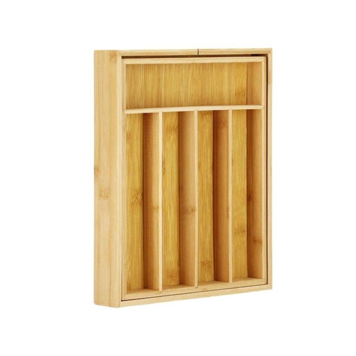 Organizator pentru tacamuri din bambus VarioShop®, 7 compartimente, extensibil, ergonomic, aspect estetic, usor de curatat, lemn, 23.5/39 x 37 cm, Crem [6]