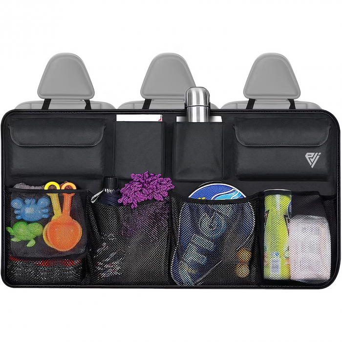 Organizator Portbagaj Auto VarioShop® - 8 Compartimente Spatioase, Usor de Montat si Spalat, Fabricat din Poliester Impermeabil Oxford, Dimensiuni 46 cm x 88 cm, Negru, Rezistent la Apa, Ideal pentru  [1]