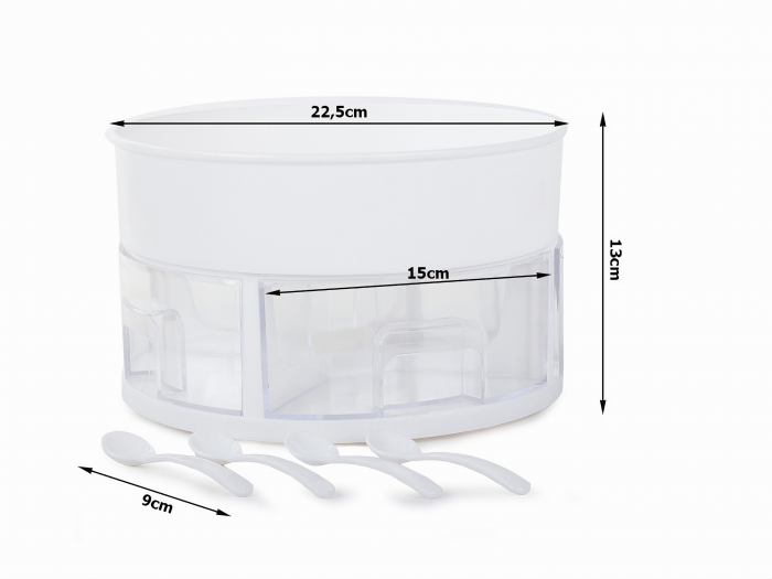 Organizator rotativ pentru bucatarie VarioShop®, cu sertare de condimente si lingurite din plastic, design compact si rotund, 13x22, 5 cm [26]