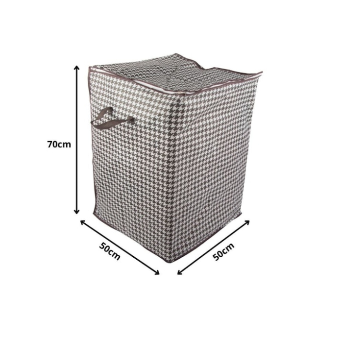 Organizator textil pliabil VarioShop®, pentru haine, lenjerii si paturi, capacitate 180L, material respirabil, cu fermoar dublu si manere laterale, Alb/Negru [7]