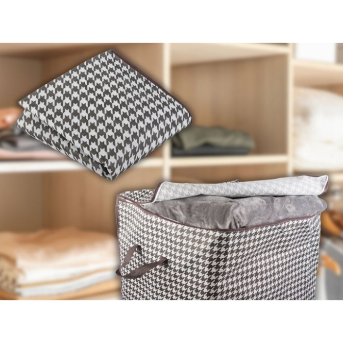 Organizator textil pliabil VarioShop®, pentru haine, lenjerii si paturi, capacitate 180L, material respirabil, cu fermoar dublu si manere laterale, Alb/Negru [4]