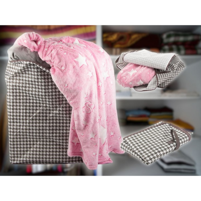 Organizator textil pliabil VarioShop®, pentru haine, lenjerii si paturi, capacitate 180L, material respirabil, cu fermoar dublu si manere laterale, Alb/Negru [6]