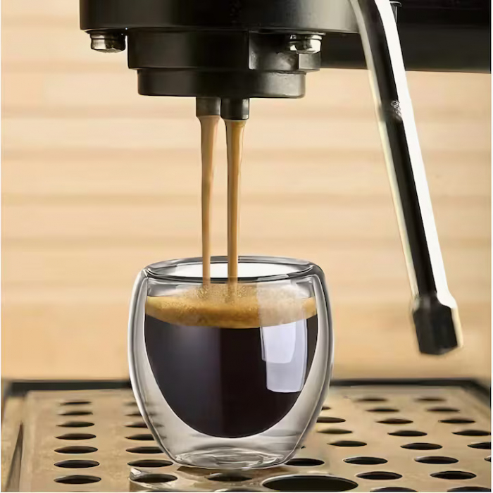 Pahar din sticla cu pereti dubli 70 ml VarioShop®, ideal pentru espresso, design modern, din sticla borosilicata termorezistenta, transparent, dimensiuni 6.2 cm x 7 cm [13]