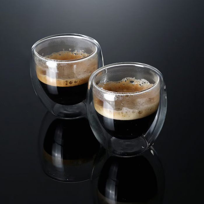 Pahar din sticla cu pereti dubli 70 ml VarioShop®, ideal pentru espresso, design modern, din sticla borosilicata termorezistenta, transparent, dimensiuni 6.2 cm x 7 cm [9]