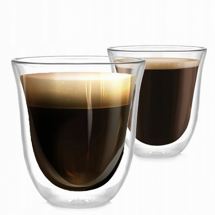 Pahar din sticla cu pereti dubli 70 ml VarioShop®, ideal pentru espresso, design modern, din sticla borosilicata termorezistenta, transparent, dimensiuni 6.2 cm x 7 cm [8]