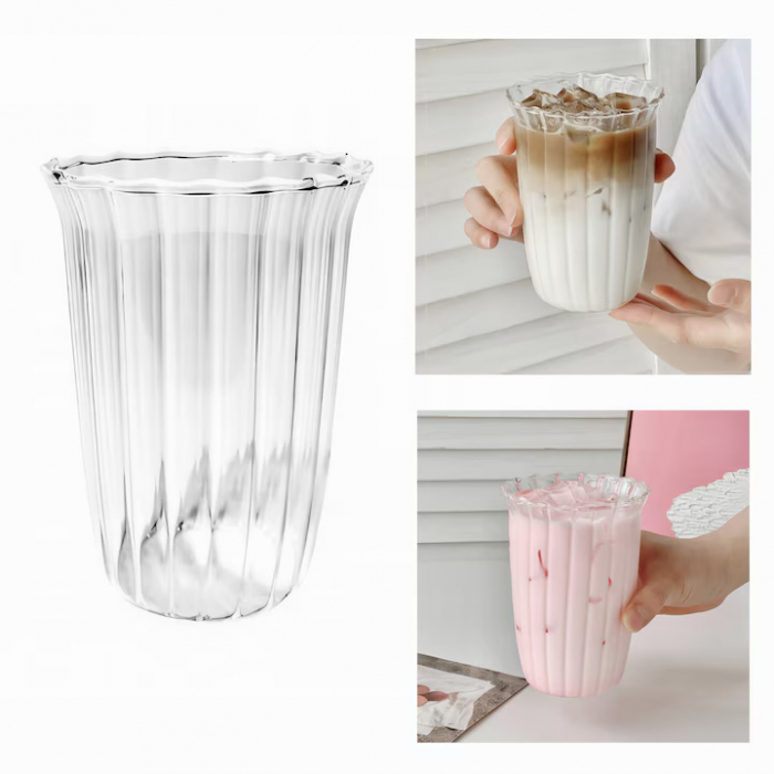 Pahar pentru limonada, cafea si ceai VarioShop®, design modern, sticla transparenta borosilicata, rezistent, 12x8, 5 cm, 420 ml [1]