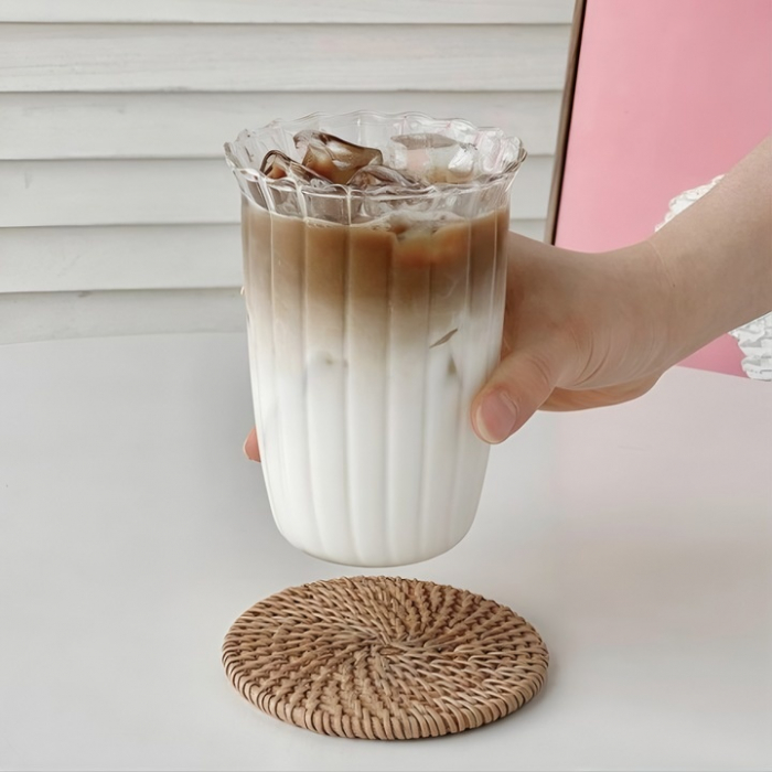 Pahar pentru limonada, cafea si ceai VarioShop®, design modern, sticla transparenta borosilicata, rezistent, 12x8, 5 cm, 420 ml [3]